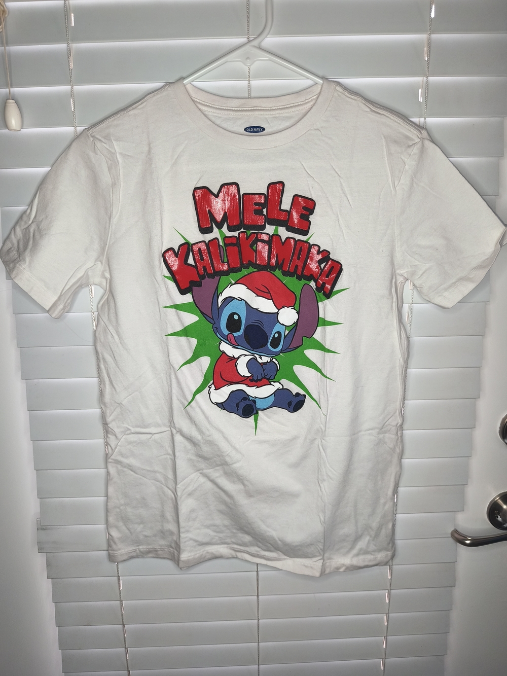 Old Navy Disney Lilo & Stitch Christmas Santa White Graphic T-Shirt Size XL